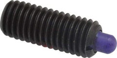 Jergens - 1/2-13, 1-1/4" Thread Length, 1/4" Plunger Projection, Steel Threaded Spring Plunger - 1/4" Max Plunger Diam, 1-1/4" Plunger Length, 6.6 Lb Init End Force, 17.4 Lb Final End Force, 1/4" Hex - USA Tool & Supply