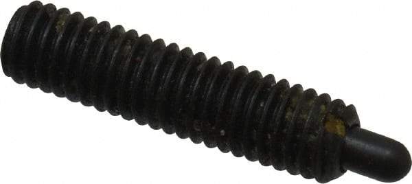 Jergens - 10-32, 3/4" Thread Length, 1/8" Plunger Projection, Steel Threaded Spring Plunger - 0.093" Max Plunger Diam, 3/4" Plunger Length, 2.9 Lb Init End Force, 11.1 Lb Final End Force, 3/32" Hex - USA Tool & Supply