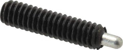 Jergens - 1/4-20, 1" Thread Length, 3/16" Plunger Projection, Steel Threaded Spring Plunger - 0.119" Max Plunger Diam, 1" Plunger Length, 1 Lb Init End Force, 4 Lb Final End Force, 1/8" Hex - USA Tool & Supply