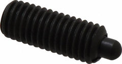 Jergens - 1/2-13, 1-1/4" Thread Length, 1/4" Plunger Projection, Steel Threaded Spring Plunger - 1/4" Max Plunger Diam, 1-1/4" Plunger Length, 6.6 Lb Init End Force, 17.4 Lb Final End Force, 1/4" Hex - USA Tool & Supply