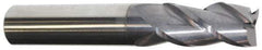 Accupro - 11/16", 1" LOC, 3/4" Shank Diam, 3" OAL, 3 Flute, Solid Carbide Square End Mill - Single End, AlTiN Finish, Spiral Flute, 40° Helix, Centercutting, Right Hand Cut, Right Hand Flute - USA Tool & Supply