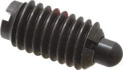 Jergens - 3/8-16, 11/16" Thread Length, 3/16" Plunger Projection, Steel Threaded Spring Plunger - 0.186" Max Plunger Diam, 11/16" Plunger Length, 1 Lb Init End Force, 12 Lb Final End Force - USA Tool & Supply