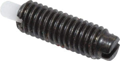 Jergens - 10-32, 9/16" Thread Length, 1/8" Plunger Projection, Steel Threaded Spring Plunger - 0.093" Max Plunger Diam, 9/16" Plunger Length, 0.3 Lb Init End Force, 3 Lb Final End Force - USA Tool & Supply