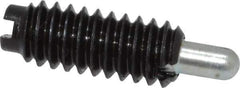 Jergens - 1/4-20, 5/8" Thread Length, 3/16" Plunger Projection, Steel Threaded Spring Plunger - 0.119" Max Plunger Diam, 5/8" Plunger Length, 0.3 Lb Init End Force, 3.5 Lb Final End Force - USA Tool & Supply