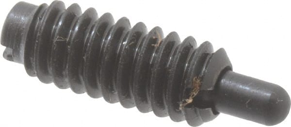 Jergens - 1/4-20, 5/8" Thread Length, 3/16" Plunger Projection, Steel Threaded Spring Plunger - USA Tool & Supply