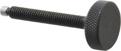 Jergens - 5/16-18 Knurled Shoulderless Swivel Pad Tip Grade 1215 Steel Thumb Screw - 2-7/8" OAL, 1-1/8" Head Diam x 3/8" Head Height, Black Oxide Finish - USA Tool & Supply