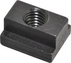 Jergens - 3/8-16 Blind Tapped T Slot Nut - 7/16" Slot Width, 11/16 x 7/32" Base Width x Height, 7/8 x 1/2" OAL x Height - USA Tool & Supply