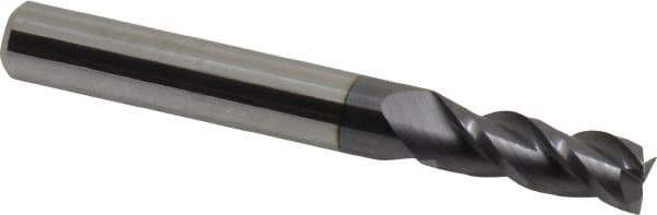 Accupro - 9/32", 3/4" LOC, 5/16" Shank Diam, 2-1/2" OAL, 3 Flute, Solid Carbide Square End Mill - Single End, AlTiN Finish, Spiral Flute, 40° Helix, Centercutting, Right Hand Cut, Right Hand Flute - USA Tool & Supply