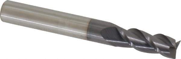 Accupro - 19/64", 3/4" LOC, 5/16" Shank Diam, 2-1/2" OAL, 3 Flute, Solid Carbide Square End Mill - Single End, AlTiN Finish, Spiral Flute, 40° Helix, Centercutting, Right Hand Cut, Right Hand Flute - USA Tool & Supply