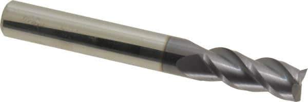 Accupro - 5/16", 3/4" LOC, 5/16" Shank Diam, 2-1/2" OAL, 3 Flute, Solid Carbide Square End Mill - Single End, AlTiN Finish, Spiral Flute, 40° Helix, Centercutting, Right Hand Cut, Right Hand Flute - USA Tool & Supply