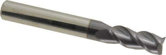 Accupro - 5/16", 3/4" LOC, 5/16" Shank Diam, 2-1/2" OAL, 3 Flute, Solid Carbide Square End Mill - Single End, AlTiN Finish, Spiral Flute, 40° Helix, Centercutting, Right Hand Cut, Right Hand Flute - USA Tool & Supply