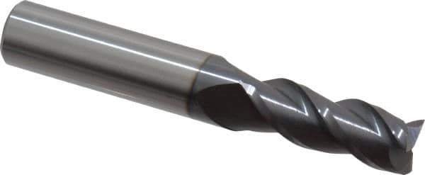 Accupro - 25/64", 1" LOC, 7/16" Shank Diam, 2-3/4" OAL, 3 Flute, Solid Carbide Square End Mill - Single End, AlTiN Finish, Spiral Flute, 40° Helix, Centercutting, Right Hand Cut, Right Hand Flute - USA Tool & Supply