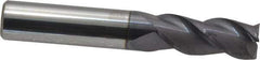 Accupro - 7/16", 1" LOC, 7/16" Shank Diam, 2-3/4" OAL, 3 Flute, Solid Carbide Square End Mill - Single End, AlTiN Finish, Spiral Flute, 40° Helix, Centercutting, Right Hand Cut, Right Hand Flute - USA Tool & Supply