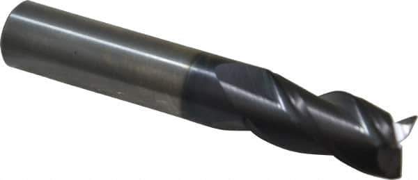 Accupro - 1/2", 1" LOC, 1/2" Shank Diam, 3" OAL, 3 Flute, Solid Carbide Square End Mill - Single End, AlTiN Finish, Spiral Flute, 40° Helix, Centercutting, Right Hand Cut, Right Hand Flute - USA Tool & Supply
