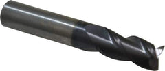 Accupro - 1/2", 1" LOC, 1/2" Shank Diam, 3" OAL, 3 Flute, Solid Carbide Square End Mill - Single End, AlTiN Finish, Spiral Flute, 40° Helix, Centercutting, Right Hand Cut, Right Hand Flute - USA Tool & Supply
