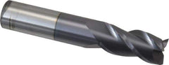 Accupro - 5/8", 1-1/4" LOC, 5/8" Shank Diam, 3-1/2" OAL, 3 Flute, Solid Carbide Square End Mill - Single End, AlTiN Finish, Spiral Flute, 40° Helix, Centercutting, Right Hand Cut, Right Hand Flute - USA Tool & Supply