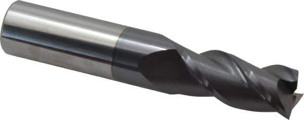 Accupro - 11/16", 1-1/2" LOC, 3/4" Shank Diam, 4" OAL, 3 Flute, Solid Carbide Square End Mill - Single End, AlTiN Finish, Spiral Flute, 40° Helix, Centercutting, Right Hand Cut, Right Hand Flute - USA Tool & Supply