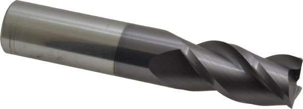 Accupro - 3/4", 1-1/2" LOC, 3/4" Shank Diam, 4" OAL, 3 Flute, Solid Carbide Square End Mill - Single End, AlTiN Finish, Spiral Flute, 40° Helix, Centercutting, Right Hand Cut, Right Hand Flute - USA Tool & Supply
