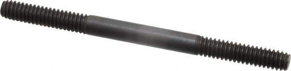 Jergens - 1/4-20 3-1/2" OAL Equal Double Threaded Stud - Alloy Steel, Black Oxide Finish, 1" Equal Thread Length - USA Tool & Supply