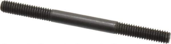 Jergens - 5/16-18 4" OAL Equal Double Threaded Stud - Alloy Steel, Black Oxide Finish, 1-1/8" Equal Thread Length - USA Tool & Supply