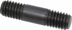 Jergens - 3/8-16 1-1/2" OAL Equal Double Threaded Stud - Alloy Steel, Black Oxide Finish, 3/8" Equal Thread Length - USA Tool & Supply