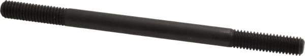 Jergens - 3/8-16 6" OAL Equal Double Threaded Stud - Alloy Steel, Black Oxide Finish, 1-1/4" Equal Thread Length - USA Tool & Supply