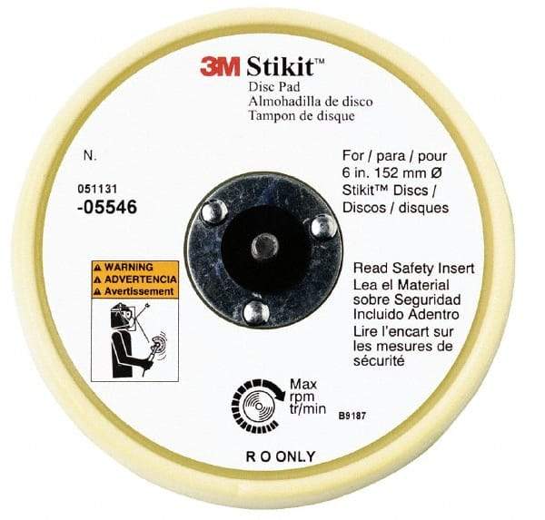 3M - 6" Diam Adhesive/PSA Disc Backing Pad - Soft Density, 10,000 RPM - USA Tool & Supply
