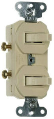 Pass & Seymour - 1 Pole, 120/277 VAC, 15 Amp, Flush Mounted, Self Grounding, Tamper Resistant Duplex Switch - NonNEMA Configuration, 2 Switch, Side Wiring, UL Listed 20 Standard - USA Tool & Supply