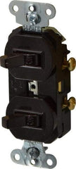 Pass & Seymour - 1 Pole, 120/277 VAC, 20 Amp, Flush Mounted, Ungrounded, Tamper Resistant Duplex Switch - NonNEMA Configuration, 2 Switch, Side Wiring, UL Listed 20 Standard - USA Tool & Supply