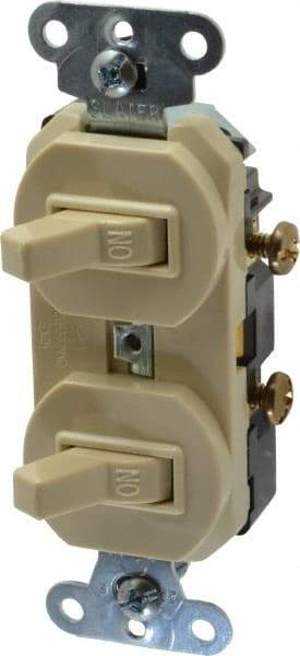 Pass & Seymour - 1 Pole, 120/277 VAC, 20 Amp, Flush Mounted, Ungrounded, Tamper Resistant Duplex Switch - NonNEMA Configuration, 2 Switch, Side Wiring, UL Listed 20 Standard - USA Tool & Supply