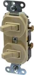 Pass & Seymour - 1 Pole, 120/277 VAC, 20 Amp, Flush Mounted, Ungrounded, Tamper Resistant Duplex Switch - NonNEMA Configuration, 2 Switch, Side Wiring, UL Listed 20 Standard - USA Tool & Supply