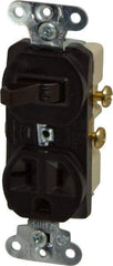 Pass & Seymour - 1 Pole, 120/125 Volt, 20 Amp, 1 Outlet, Flush Mounted, Self Grounding, Tamper Resistant Combination Outlet and Switch - 5-20R Configuration, 1 Switch, Side Wiring, UL Listed 20 498 Standard - USA Tool & Supply