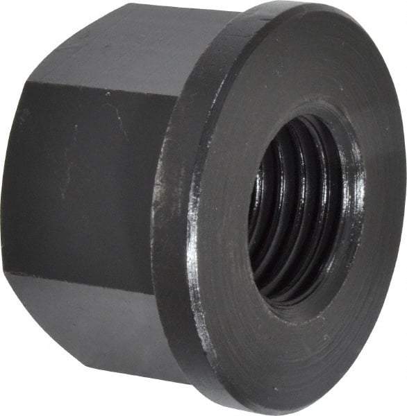 Jergens - 1-8, 2" Flange Diam, 1-1/4" High, 1-5/8" Across Flats, Flange Nut - Grade Low Carbon Steel Steel, Black Oxide Finish, 1/4" Flange Height, TCMA - USA Tool & Supply