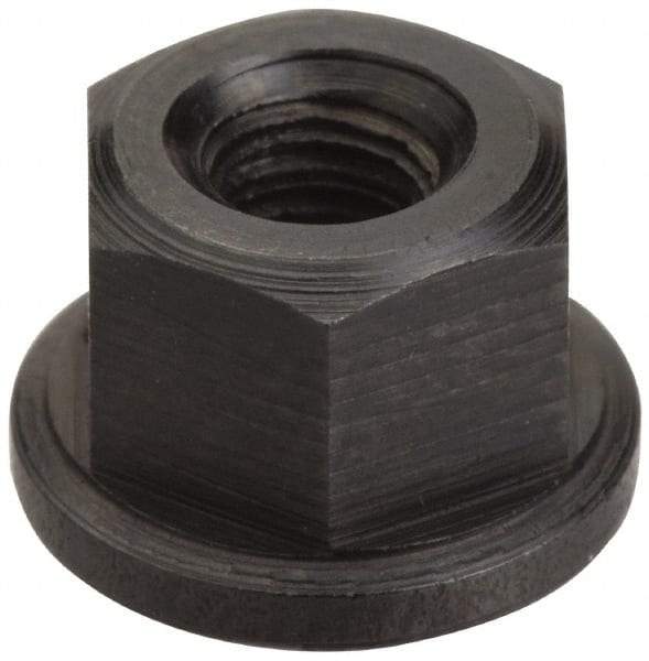 Jergens - 3/4-10 Steel Black Oxide Spherical Flange Nut - 3/4" High, 1-5/8" Diam x 1/4" High Flange, 2-1/2" Radius - USA Tool & Supply