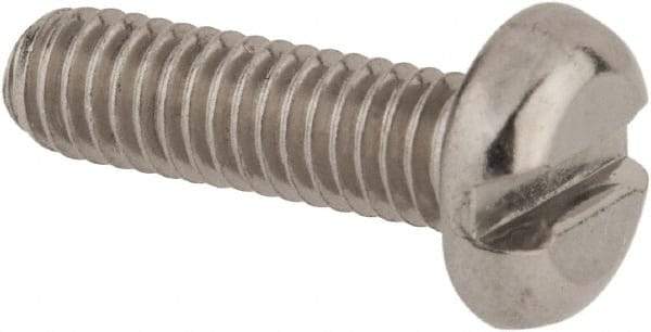 Value Collection - M4x0.70 Metric Coarse, 14mm Length Under Head Slotted Drive Machine Screw - Pan Head, Grade 18-8 & A2 Stainless Steel, Uncoated, Without Washer - USA Tool & Supply