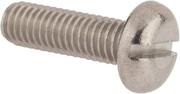 Value Collection - M5x0.80 Metric Coarse, 16mm Length Under Head Slotted Drive Machine Screw - Pan Head, Grade 18-8 & A2 Stainless Steel, Uncoated, Without Washer - USA Tool & Supply