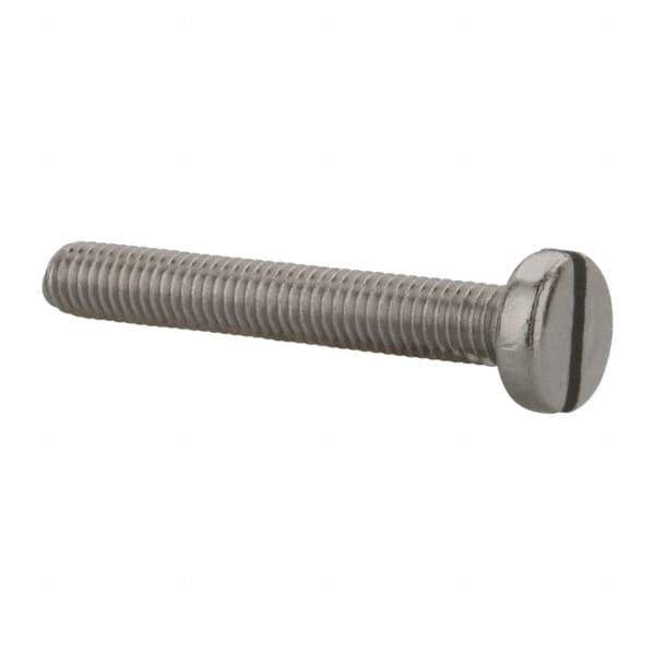 Value Collection - M5x0.80 Metric Coarse, 35mm Length Under Head Slotted Drive Machine Screw - Pan Head, Grade 18-8 & A2 Stainless Steel, Uncoated, Without Washer - USA Tool & Supply