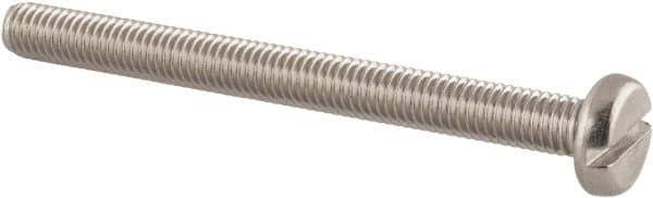 Value Collection - M5x0.80 Metric Coarse, 55mm Length Under Head Slotted Drive Machine Screw - Pan Head, Grade 18-8 & A2 Stainless Steel, Uncoated, Without Washer - USA Tool & Supply