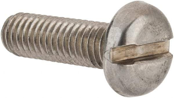Value Collection - M6x1.00 Metric Coarse, 20mm Length Under Head Slotted Drive Machine Screw - Pan Head, Grade 18-8 & A2 Stainless Steel, Uncoated, Without Washer - USA Tool & Supply