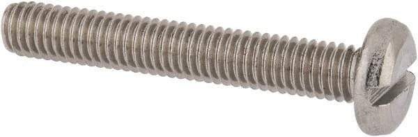 Value Collection - M6x1.00 Metric Coarse, 40mm Length Under Head Slotted Drive Machine Screw - Pan Head, Grade 18-8 & A2 Stainless Steel, Uncoated, Without Washer - USA Tool & Supply