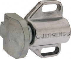 Jergens - 2" Body Width x 1-3/8" Body Len, 1/4" Stroke Len, 1-1/2" Btw Mt Hole Ctrs, Tang Square Spring Locating Stop - 32 Lb Mid End Force, 1-1/4" Stop Head Width x 1-1/2" Stop Head Height - USA Tool & Supply