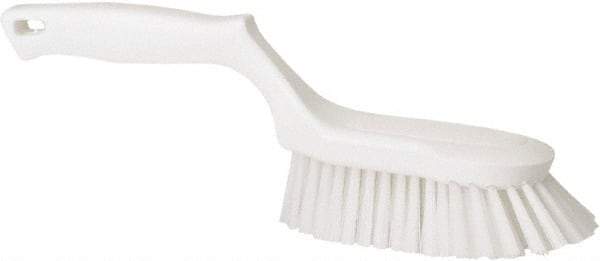 Vikan - 1-1/2" Bristle Length, Polyester Scrub Brush - 5-5/8" Long x 5" Wide Head, 13-1/2" OAL, White, Polypropylene Block - USA Tool & Supply