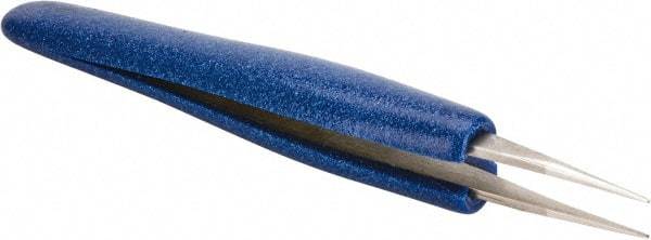 Aven - 4-3/4" OAL OO-SA Ergonomic Cushion Grip Tweezers - Straight, Strong, Regular Tips - USA Tool & Supply