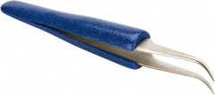 Aven - 4-1/2" OAL 7-SA Ergonomic Cushion Grip Tweezers - Curved, Super-Fine, Pointed Tips - USA Tool & Supply