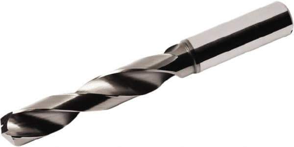 Seco - 7/16" 140° Spiral Flute Solid Carbide Screw Machine Drill Bit - DLC Finish, Right Hand Cut, 55mm Flute Length, 102mm OAL, Straight Shank, Through Coolant - USA Tool & Supply