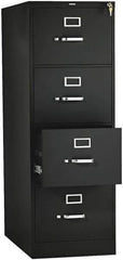 Hon - 15" Wide x 52" High x 26-1/2" Deep, 4 Drawer Vertical File with Lock - Steel, Black - USA Tool & Supply