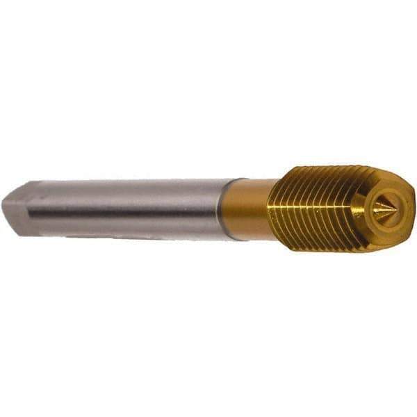 Emuge - M16x2.00 Metric 6HX Modified Bottoming Thread Forming Tap - Cobalt, TiN Finish, 110mm OAL, 27mm Thread Length, Right Hand Thread, Series Druck - USA Tool & Supply