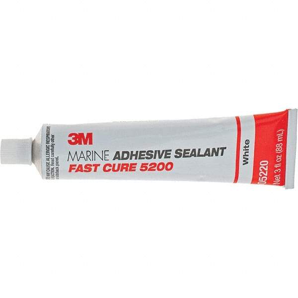 3M - 3 oz Tube White Polyurethane Marine Adhesive Sealant - 190°F Max Operating Temp, 60 min Tack Free Dry Time - USA Tool & Supply