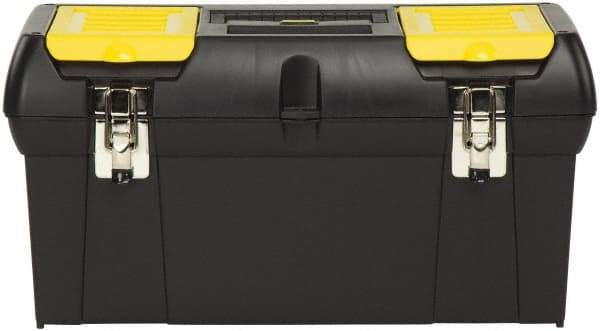 Stanley - 2 Compartment 1 Tray Tool Box - 23-1/2" Wide x 11-3/8" Deep x 10-7/8" High, Polypropylene Resin, Black - USA Tool & Supply