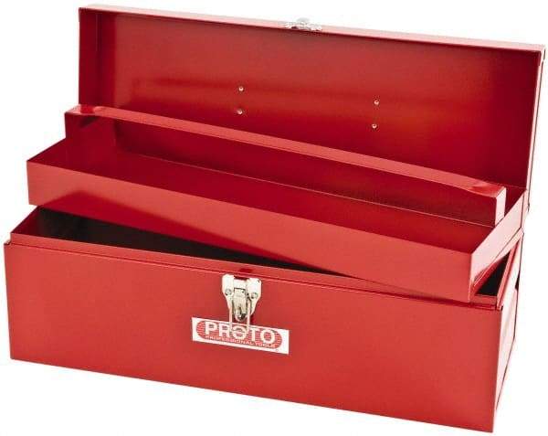 Proto - 1 Compartment 1 Tray Tool Box - 19-1/2" Wide x 7" Deep x 8" High, Steel, Red - USA Tool & Supply